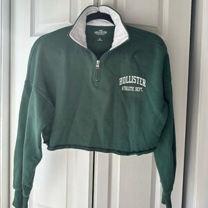 Hollister Forest Green Cropped Quarter Zip